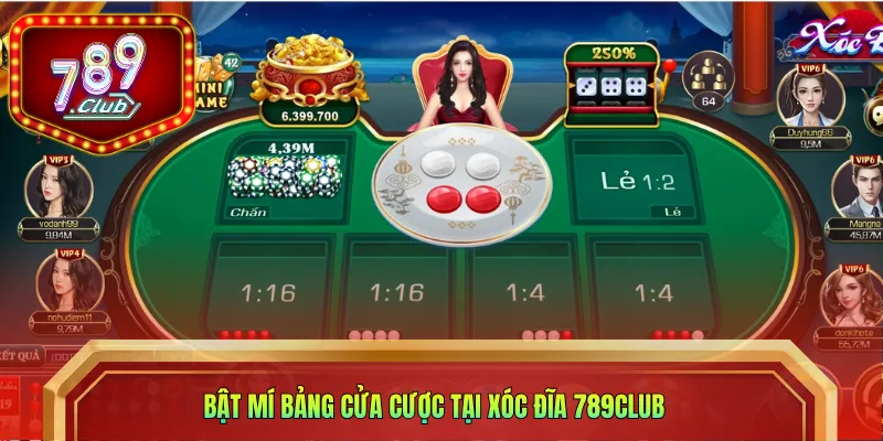 Bật mí bảng cửa cược tại  Xóc Đĩa 789club